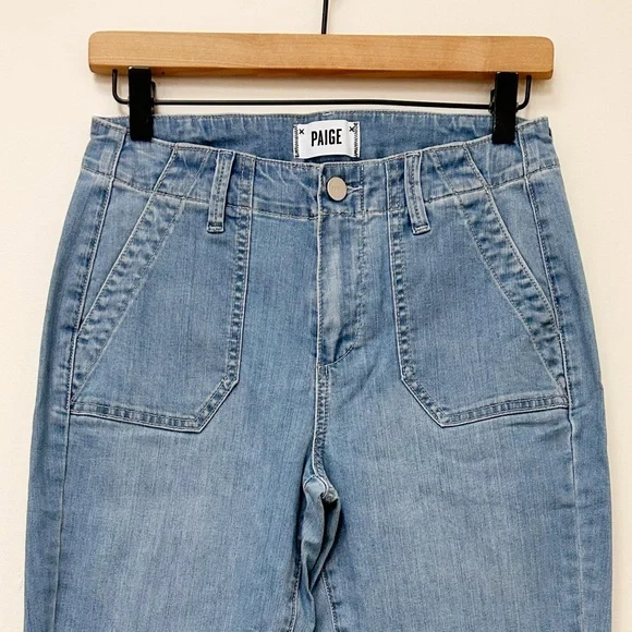 Paige Mayslie Jogger Denim Banded Bottom Hem Jeans size 25 - Picture 4 of 10